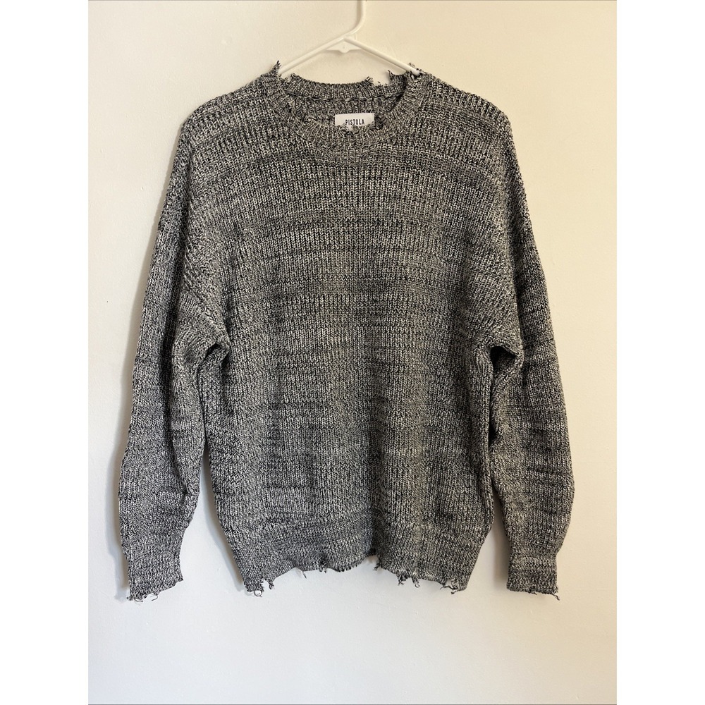 Pistola Sweater S Oversized Gray Distressed Cozy Cotton Anthropologie Knit‎ Fall